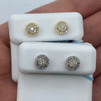 14K Gold Circle Halo Diamond Earrings - additional product view 2