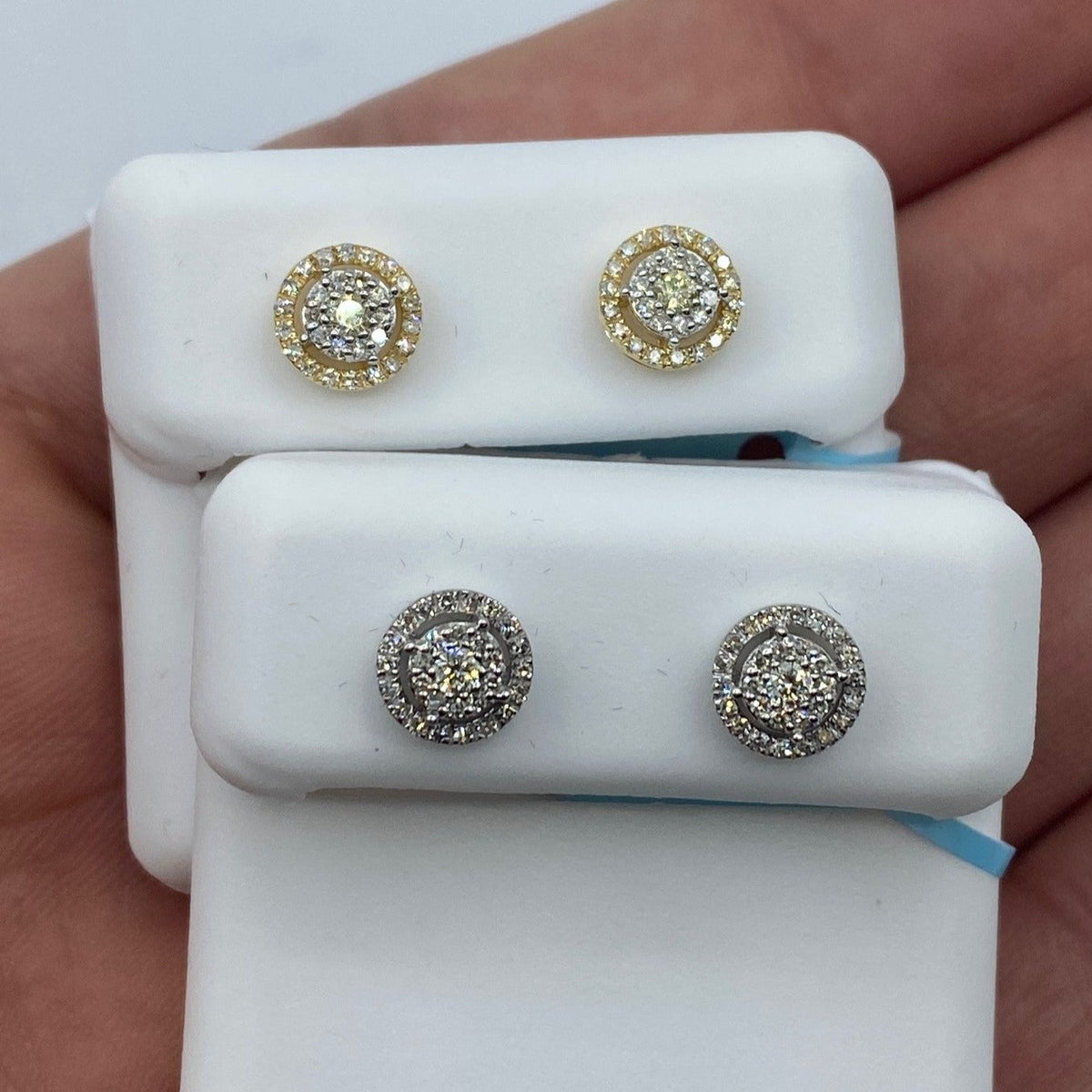 14K Gold Circle Halo Diamond Earrings - additional product view 2