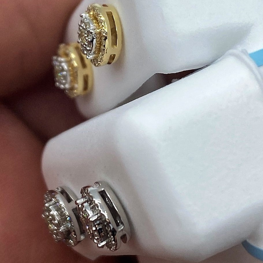 14K Gold Circle Halo Diamond Earrings - additional product view 4
