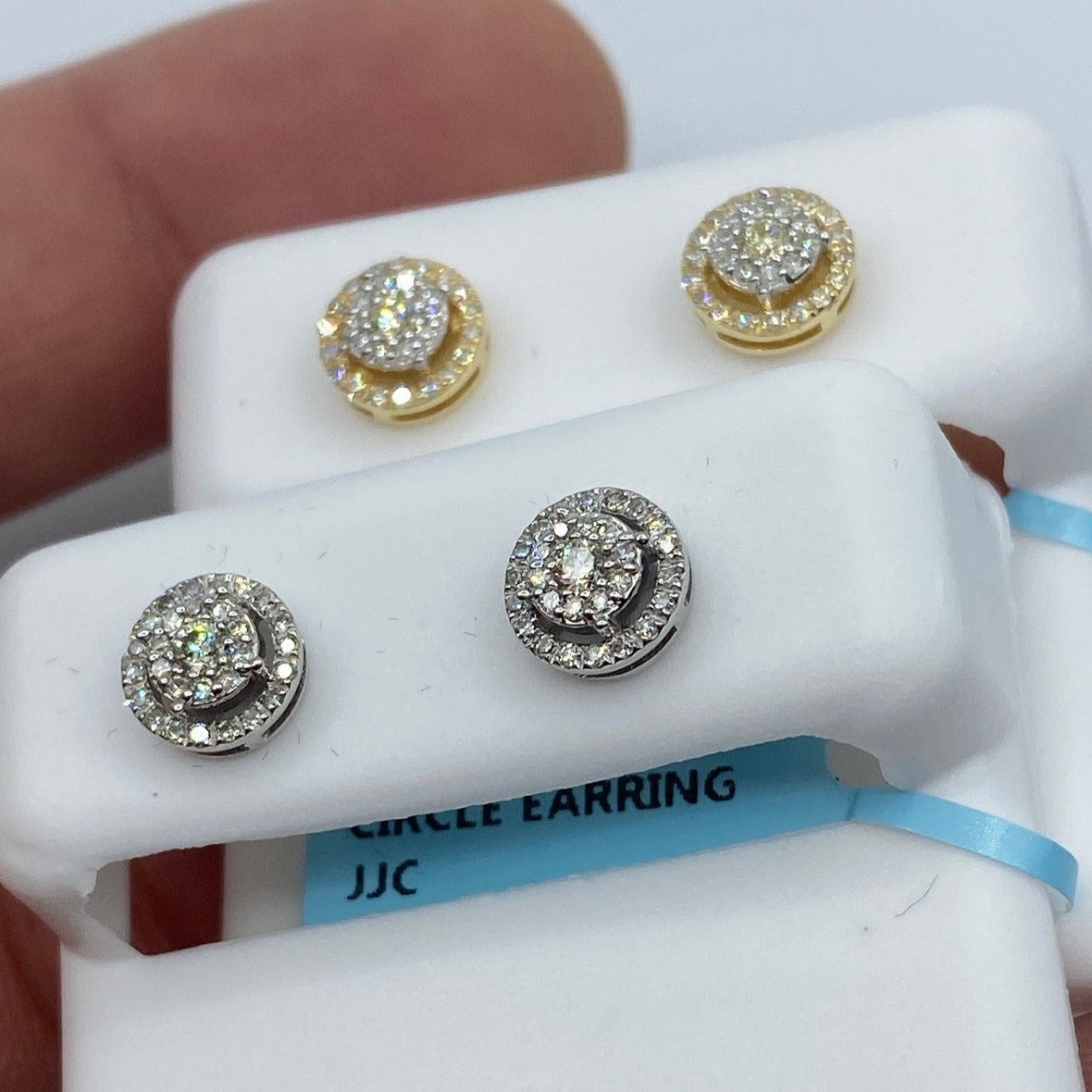 14K Gold Circle Halo Diamond Earrings - additional product view 5