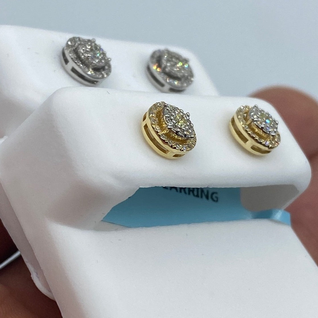 14K Gold Circle Halo Diamond Earrings - additional product view 3