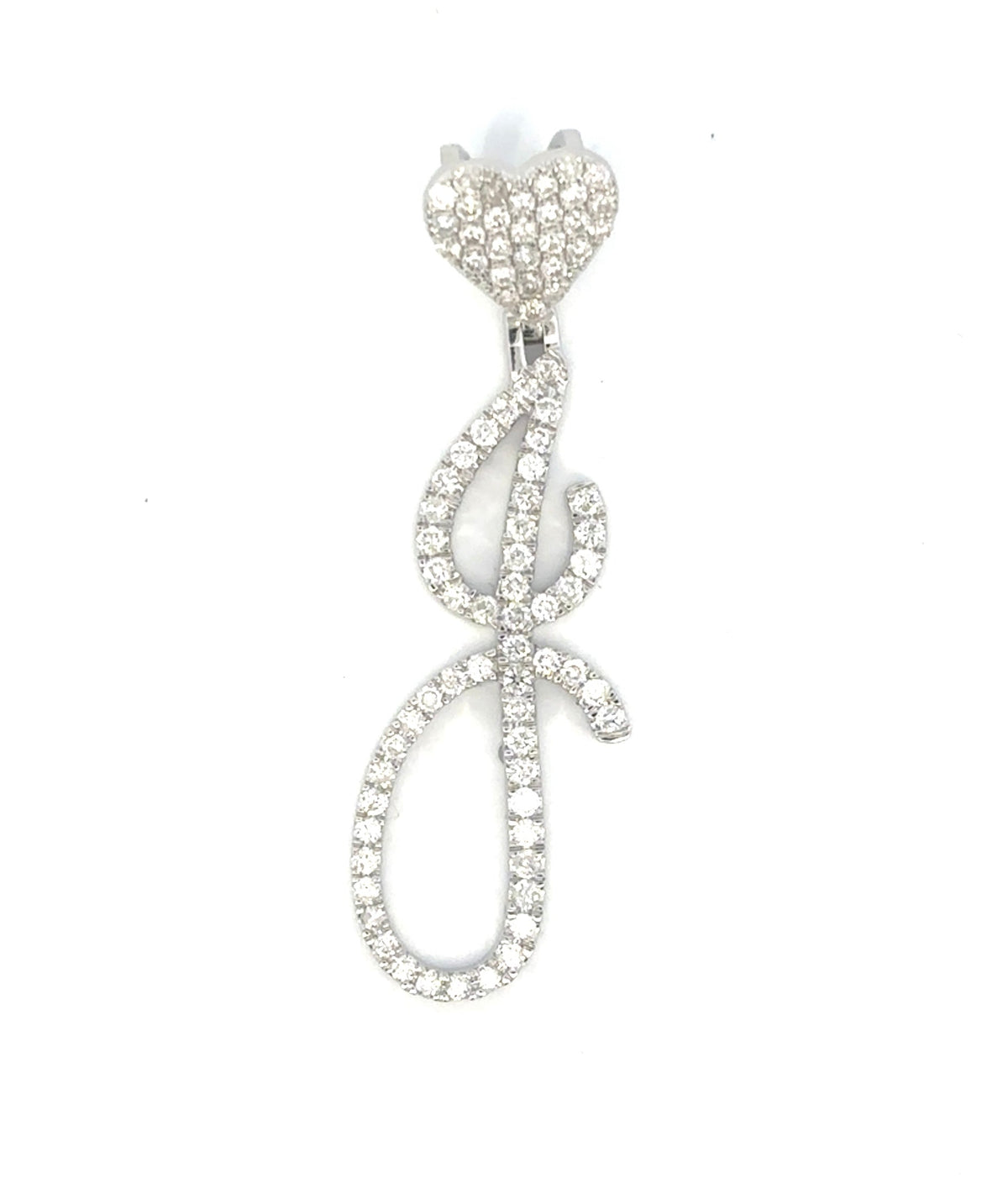 14K Gold Initial J Script Heart Diamond Pendant - additional product view 2