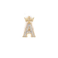 10K Gold Popular Crown Initial Diamond Pendant in yellow gold - close-up product photo