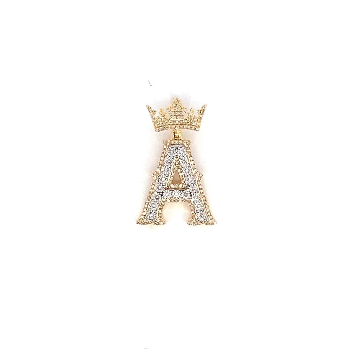 10K Gold Popular Crown Initial Diamond Pendant in yellow gold - close-up product photo