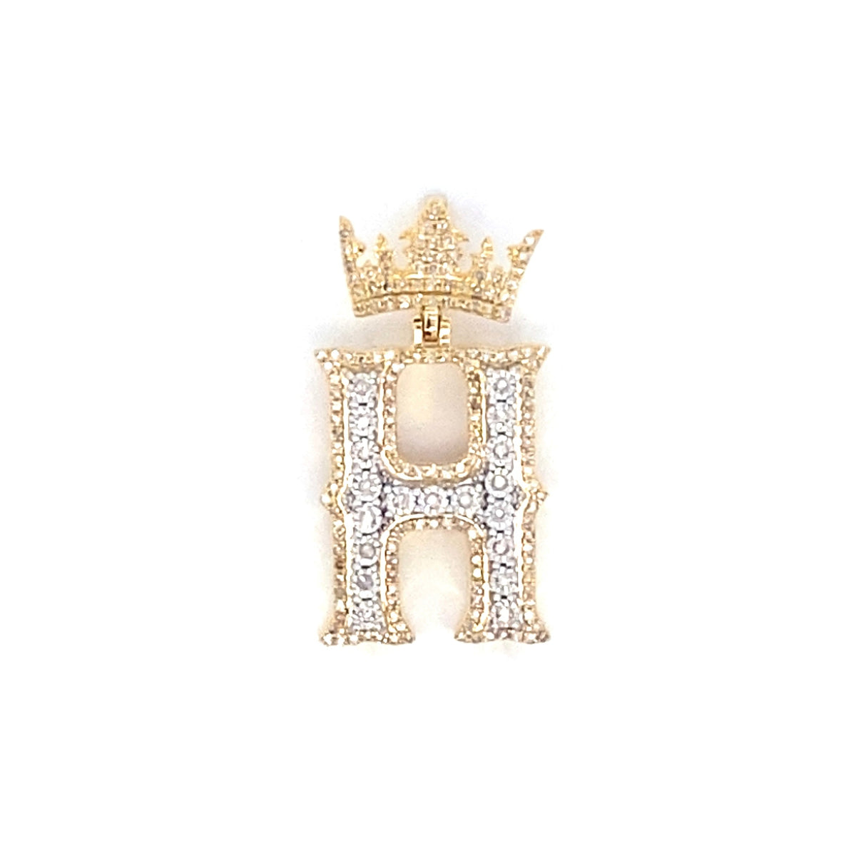 10K Gold Popular Crown Initial Diamond Pendant in yellow gold - close-up product photo