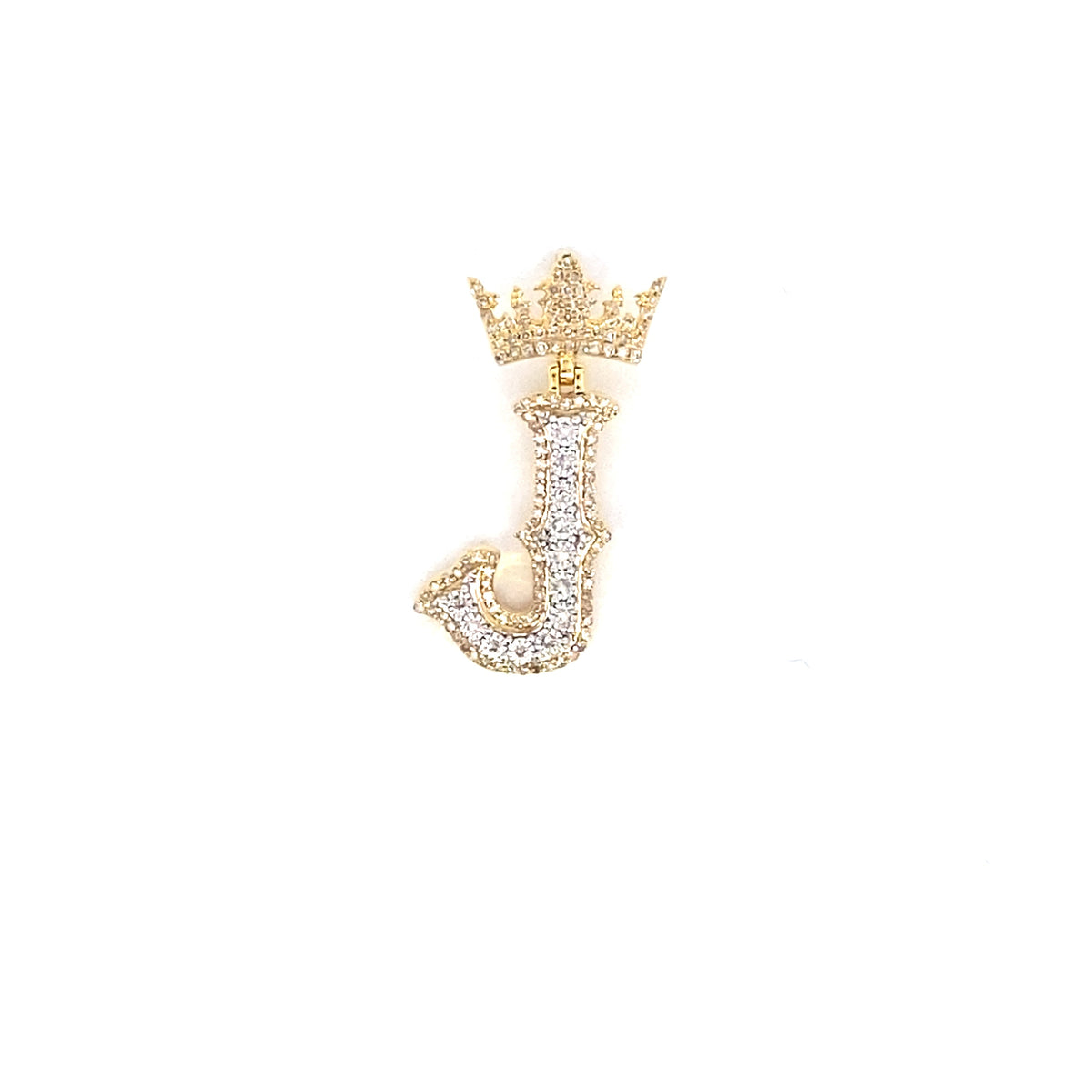 10K Gold Popular Crown Initial Diamond Pendant in yellow gold - close-up product photo