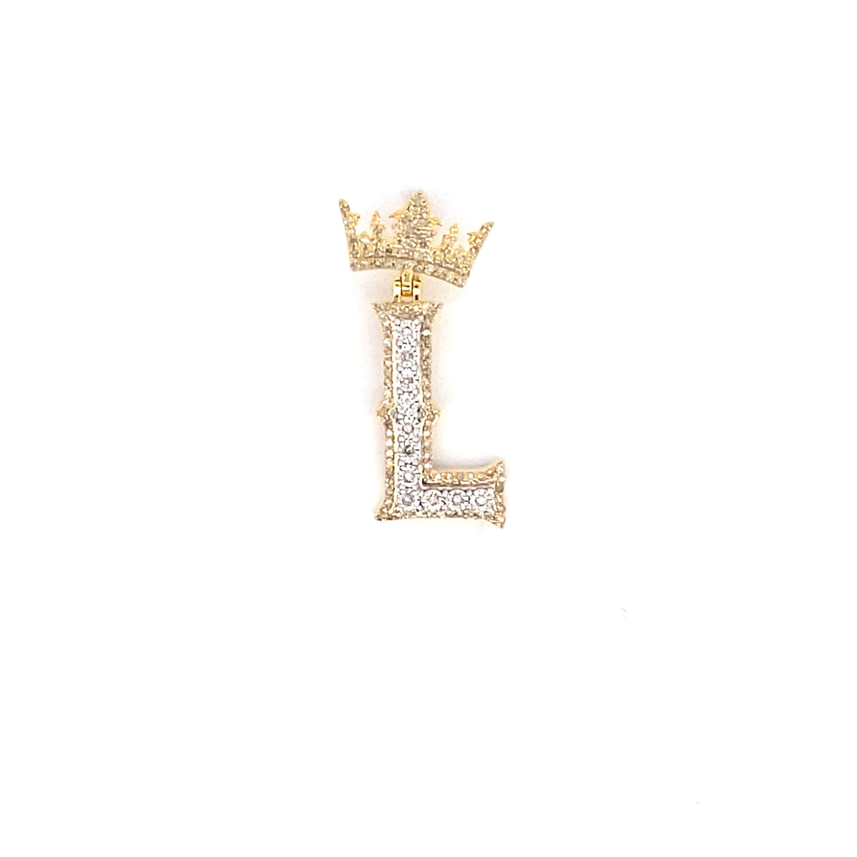 10K Gold Popular Crown Initial Diamond Pendant in yellow gold - close-up product photo