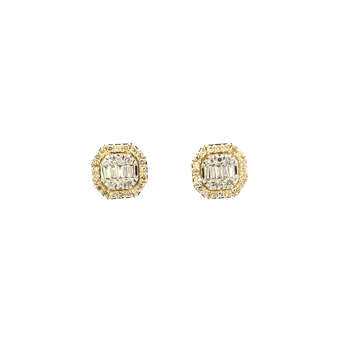 10K Gold Baguette Octagon Titan Diamond Earrings - additional product view 6