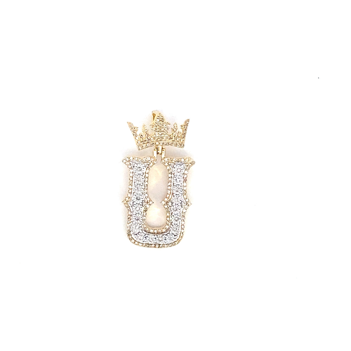 10K Gold Popular Crown Initial Diamond Pendant in yellow gold - close-up product photo