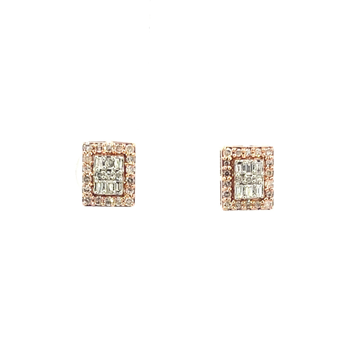 10K Gold Double Layer Rectangle Diamond Earrings - additional product view 6