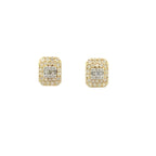 10K Gold Rectangle Diamond Earrings with Baguette Center - additional product view 2