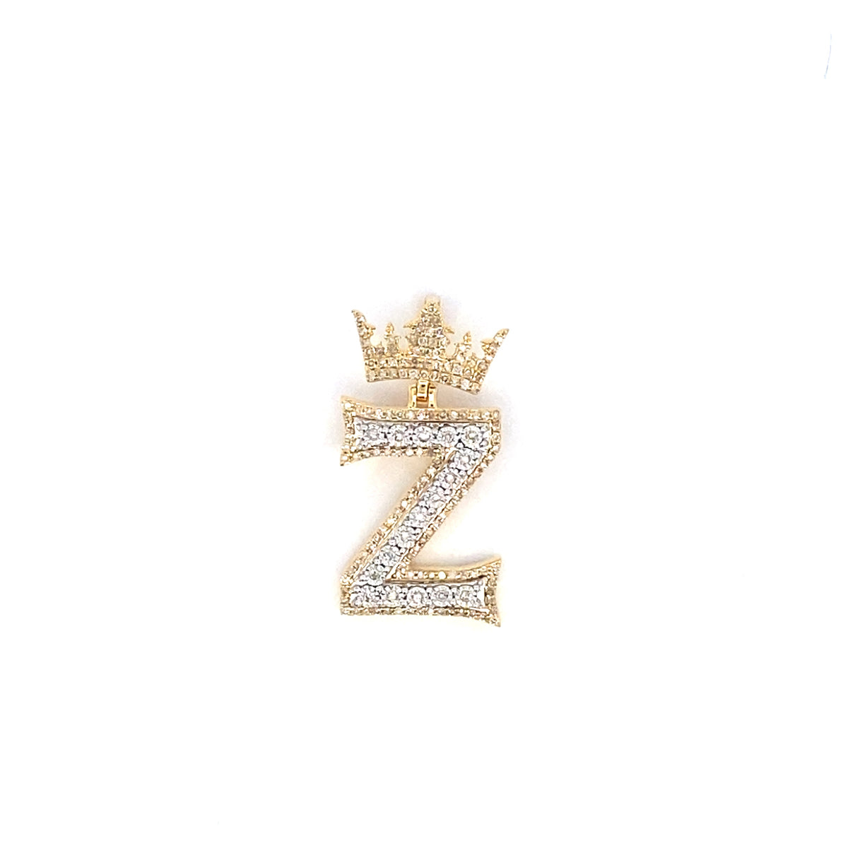10K Gold Popular Crown Initial Diamond Pendant - additional product view 59