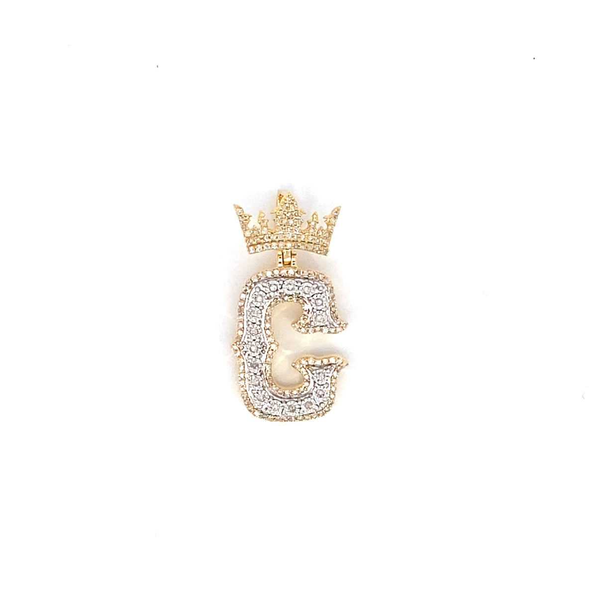 10K Gold Popular Crown Initial Diamond Pendant in yellow gold - close-up product photo