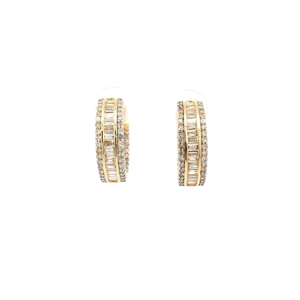 14K Gold Baguette Ladder in and Out Hoop Diamond Earrings - additional product view 10