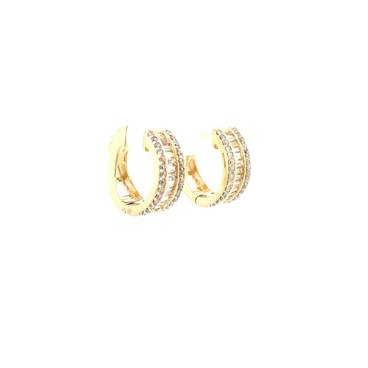 14K Gold Baguette Small Hoop Diamond Earrings - additional product view 13