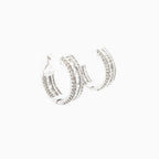 14K Gold Small Baguette Ladder in and Out Hoop Diamond Earrings - additional product view 13