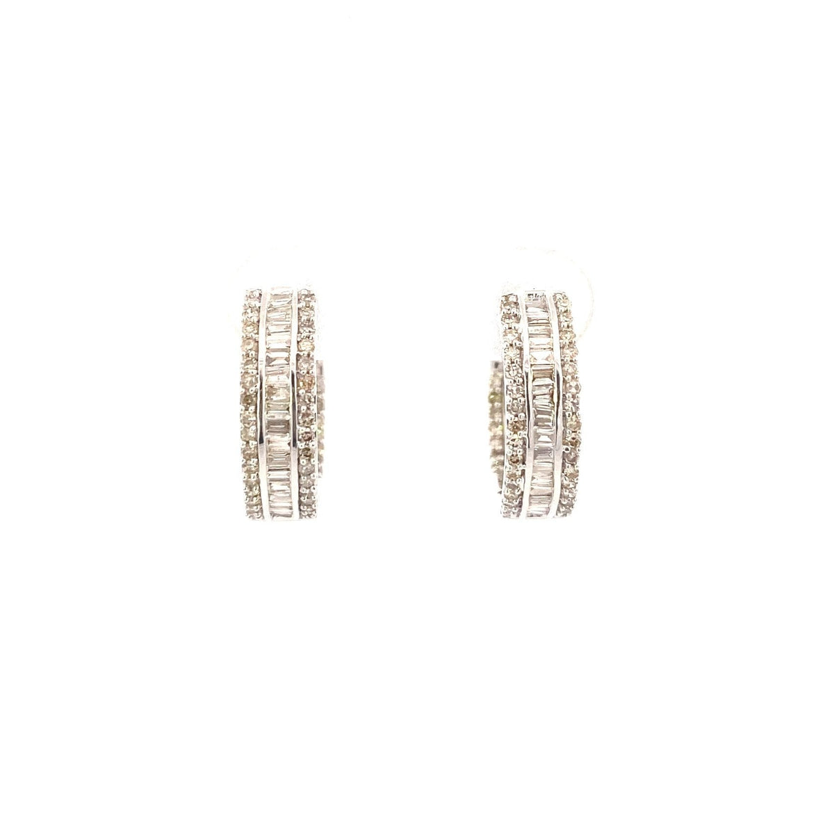 14K Gold Baguette Ladder in and Out Hoop Diamond Earrings - additional product view 11