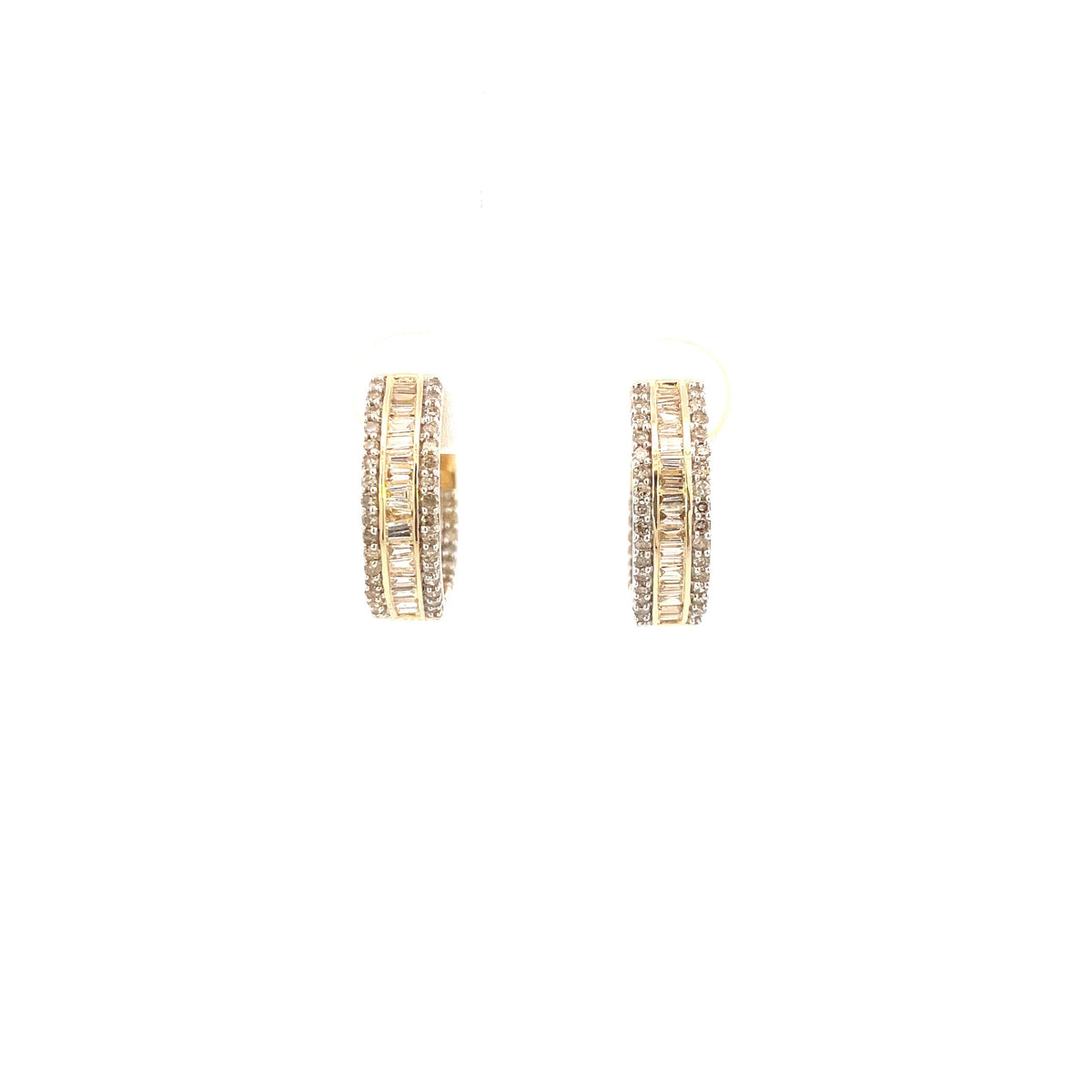 14K Gold Small Baguette Ladder in and Out Hoop Diamond Earrings - additional product view 15