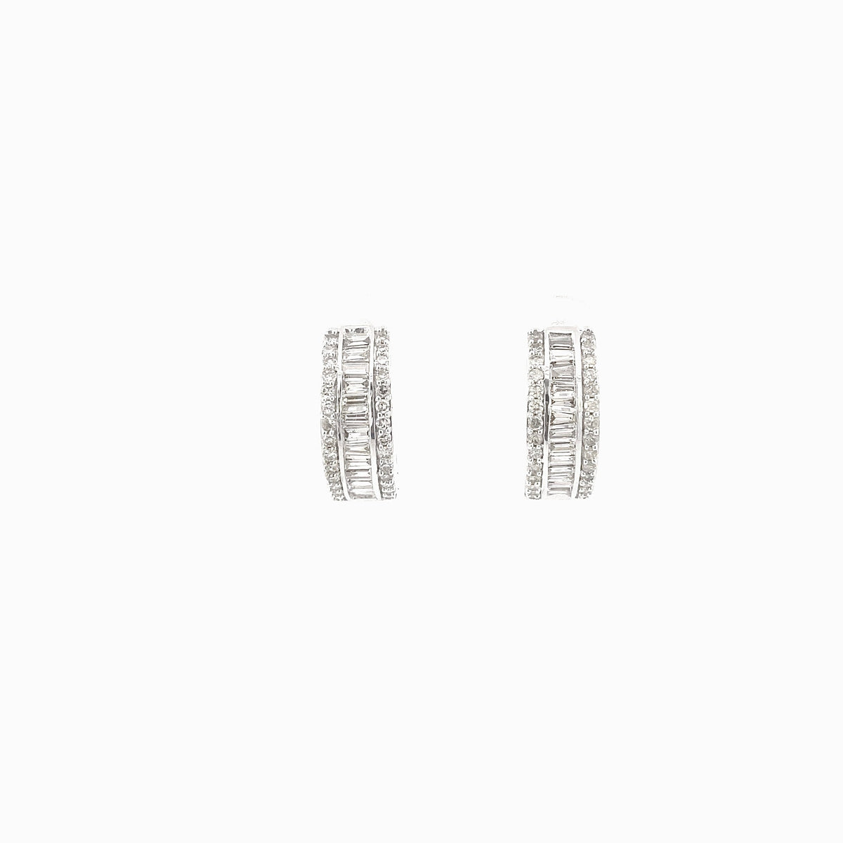 14K Gold Baguette Small Hoop Diamond Earrings - additional product view 15