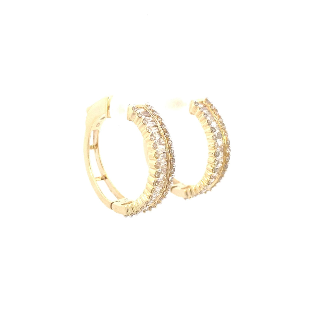 14K Gold Baguette Gap Hoop Diamond Earrings - additional product view 13