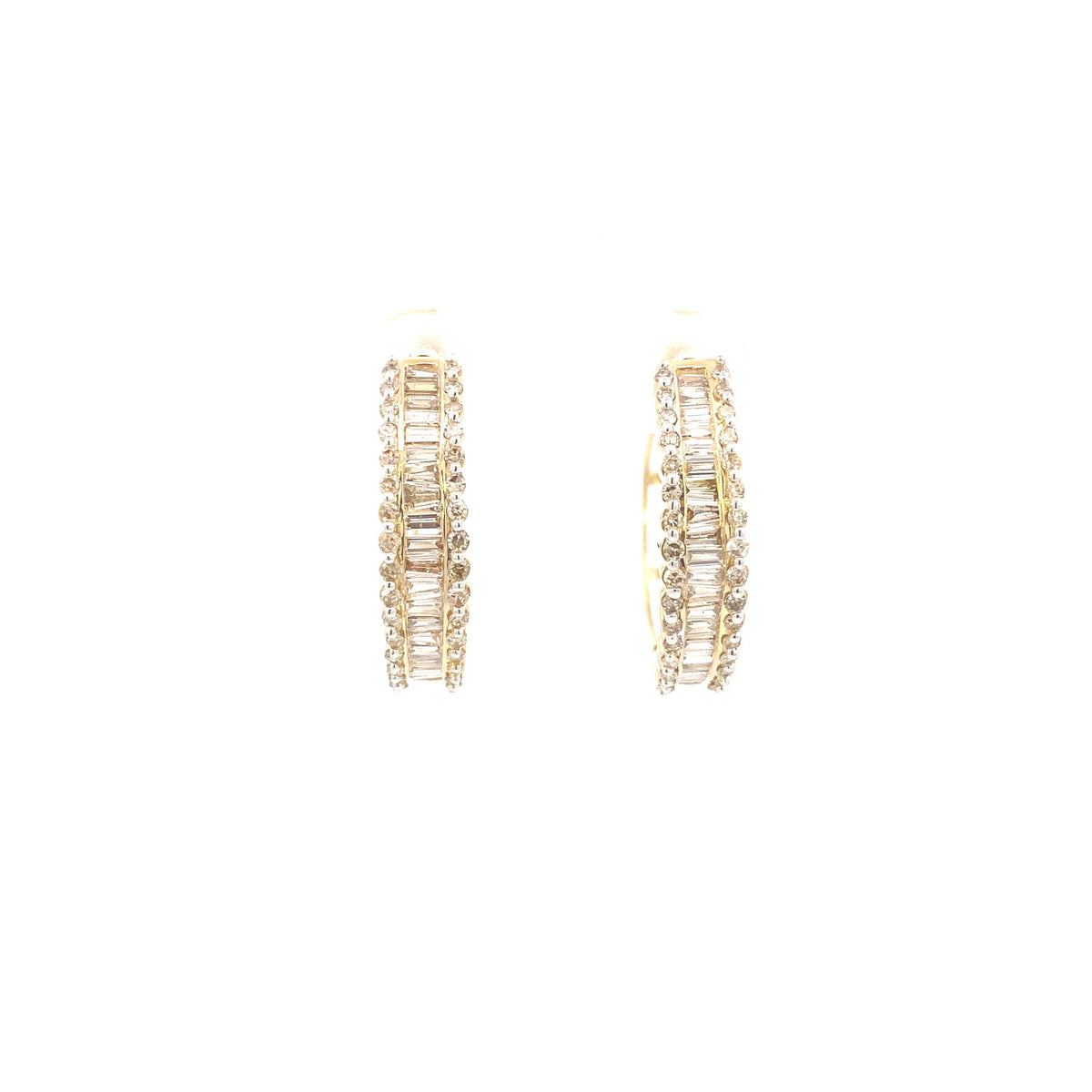 14K Gold Baguette Gap Hoop Diamond Earrings - additional product view 12