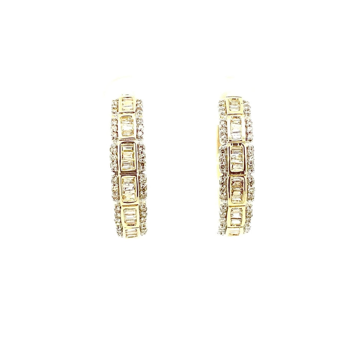 14K Gold Baguette Square Style Hoop Diamond Earrings - additional product view 10