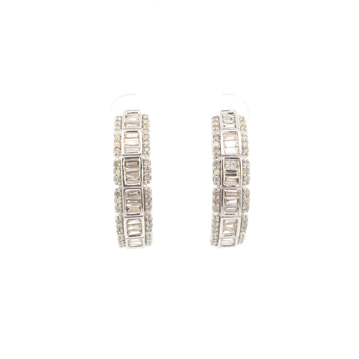 14K Gold Large Baguette Square Style Hoop Diamond Earrings - additional product view 9
