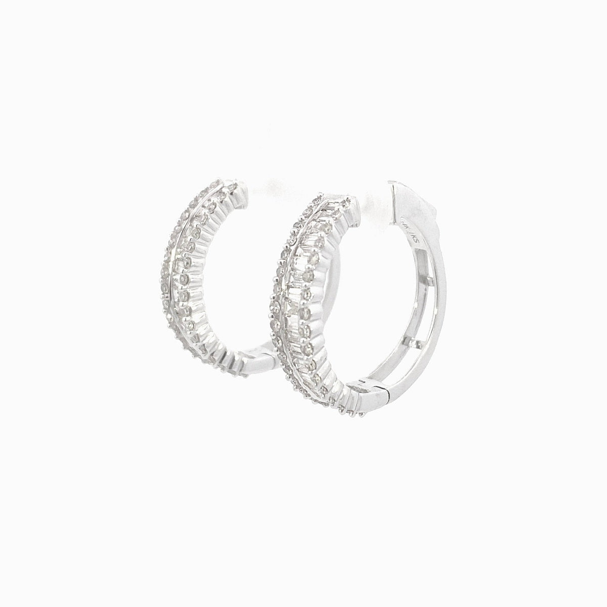 14K Gold Baguette Gap Hoop Diamond Earrings - additional product view 17
