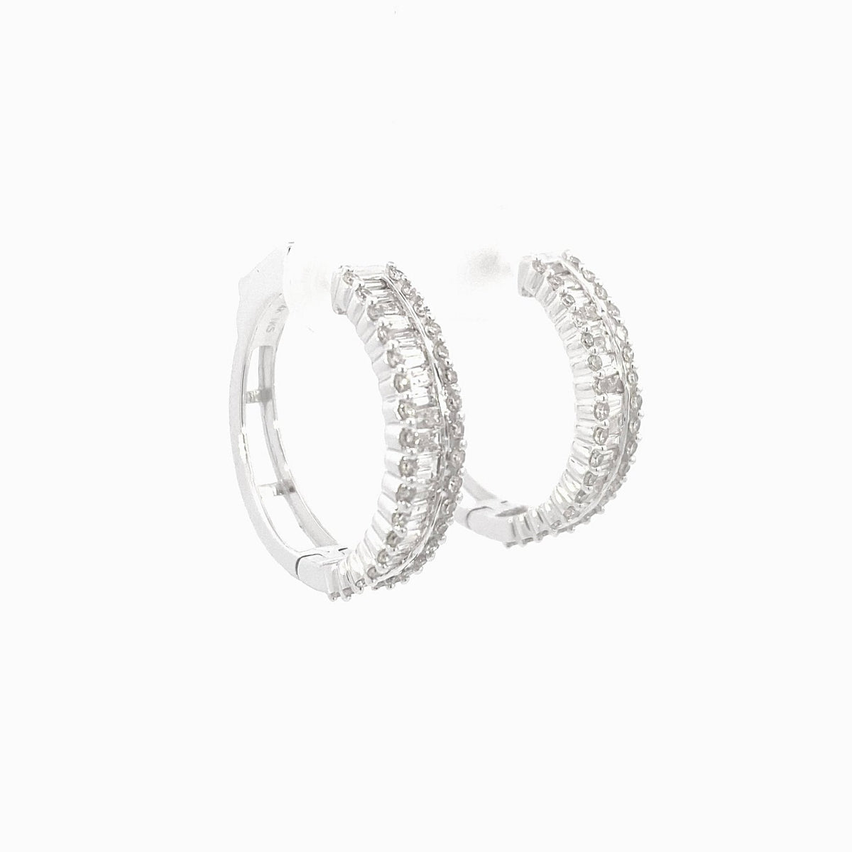 14K Gold Baguette Gap Hoop Diamond Earrings - additional product view 16