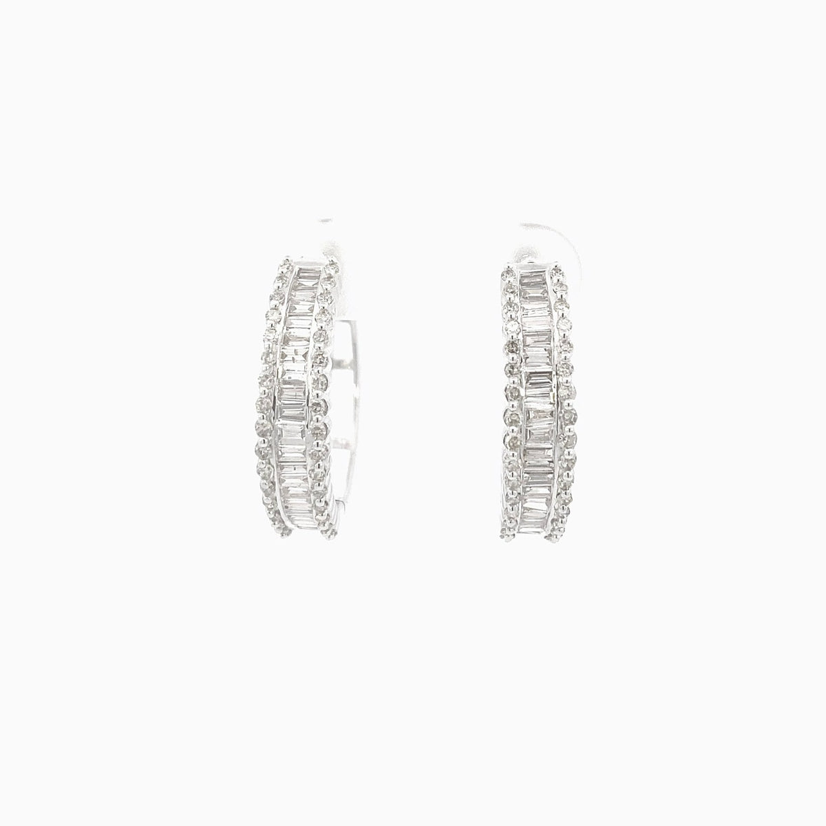 14K Gold Baguette Gap Hoop Diamond Earrings - additional product view 15