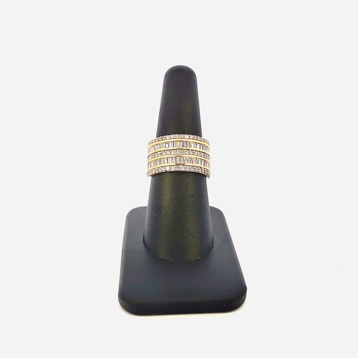 14K Gold Double Row Baguette Layer Diamond Ring - additional product view 4
