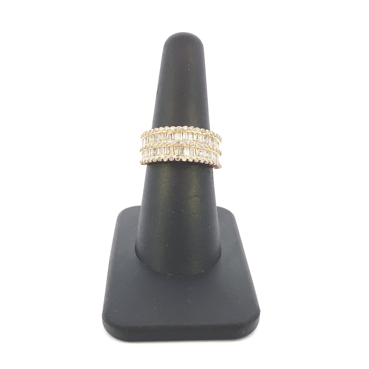 14K Gold Double Row Baguette Bridge Diamond Ring - additional product view 2