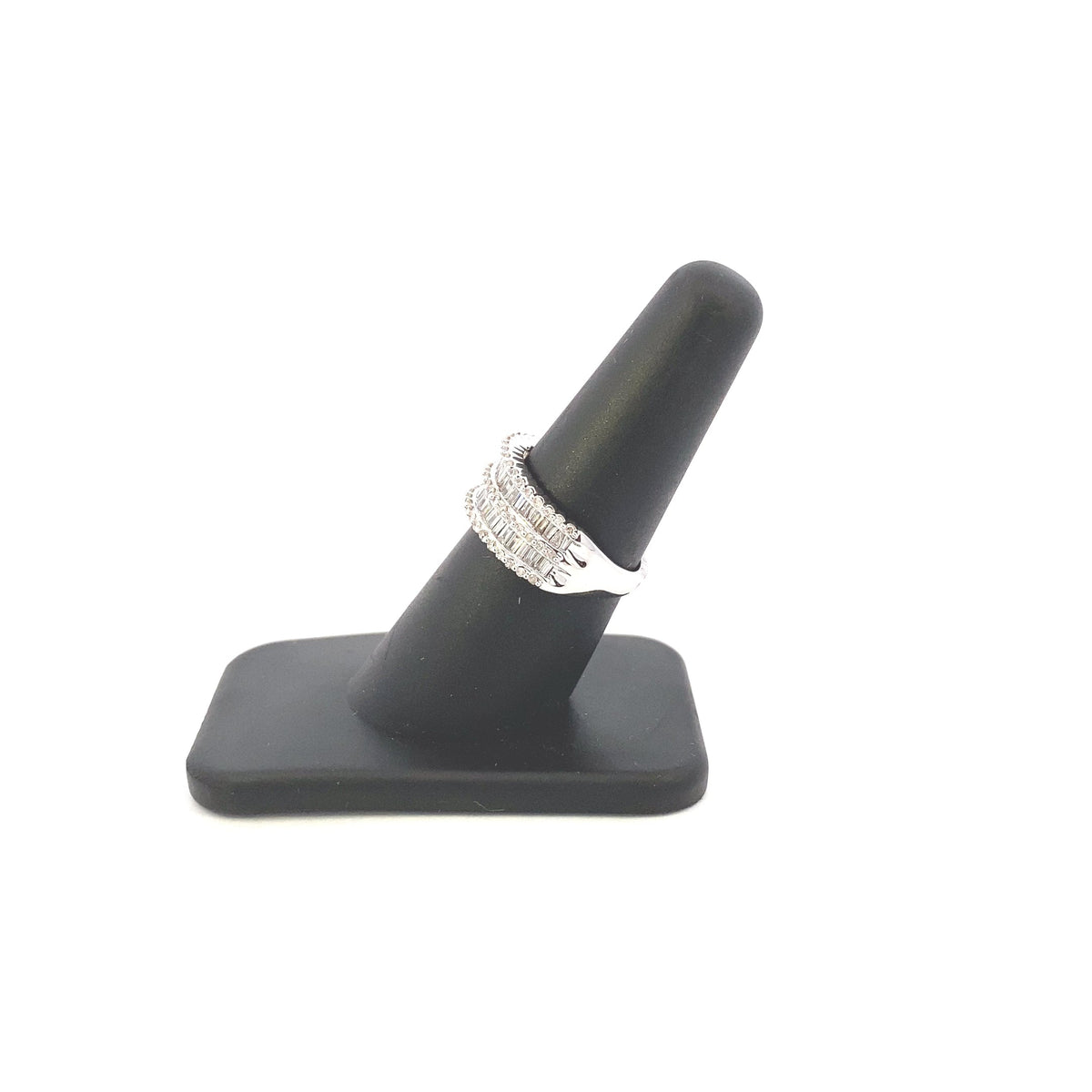 14K Gold Double Row Baguette Bridge Diamond Ring - additional product view 5