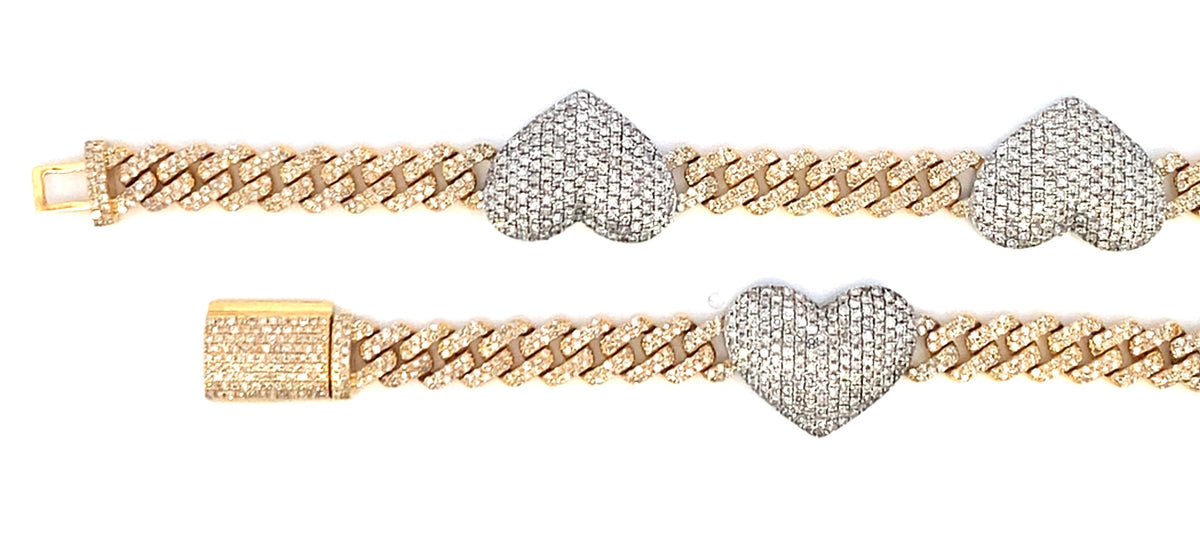 10K Gold Heart Cuban Link Diamond Chain - additional product view 3