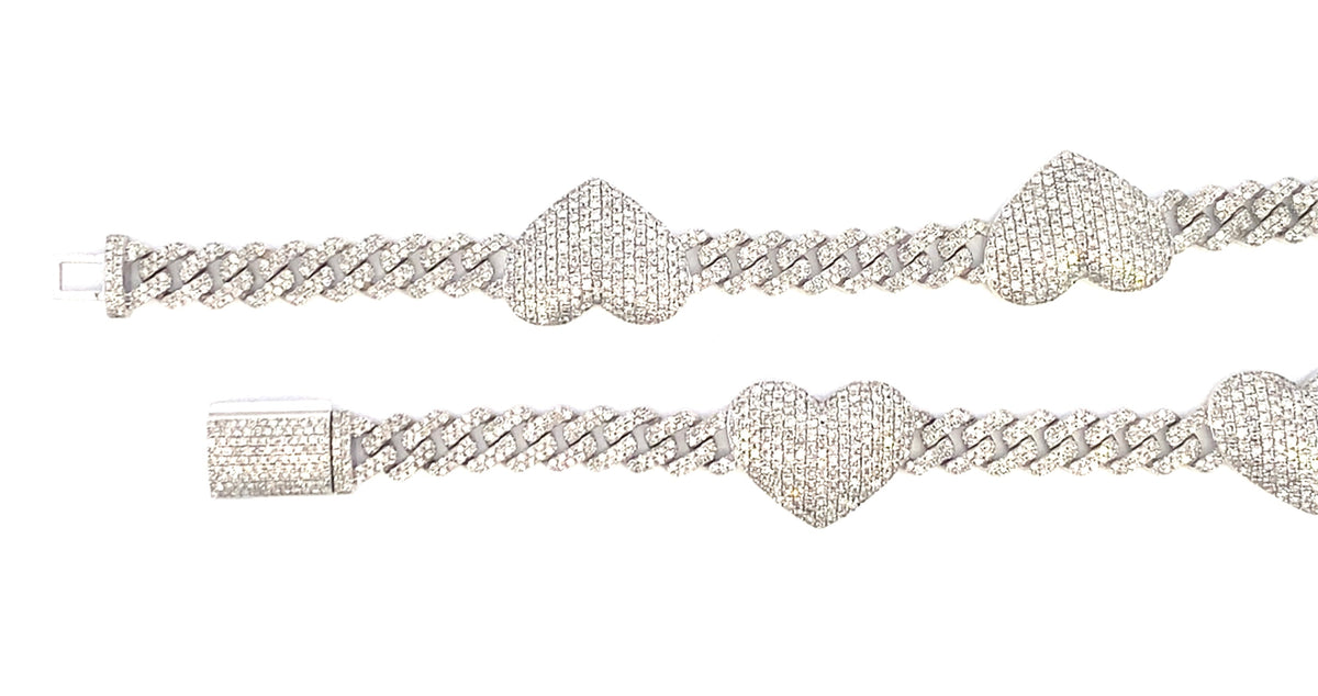 10K Gold Heart Cuban Link Diamond Chain - additional product view 5