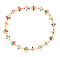 10K Gold Cross and Clover Rainbow Diamond Bracelet in yellow gold - close-up product photo