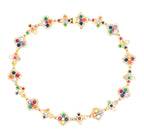 10K Gold Cross and Clover Rainbow Diamond Bracelet in yellow gold - close-up product photo