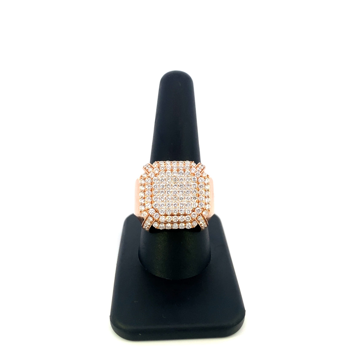 14K Gold Jumbo Chunky Box Diamond Ring in rose gold - close-up product photo