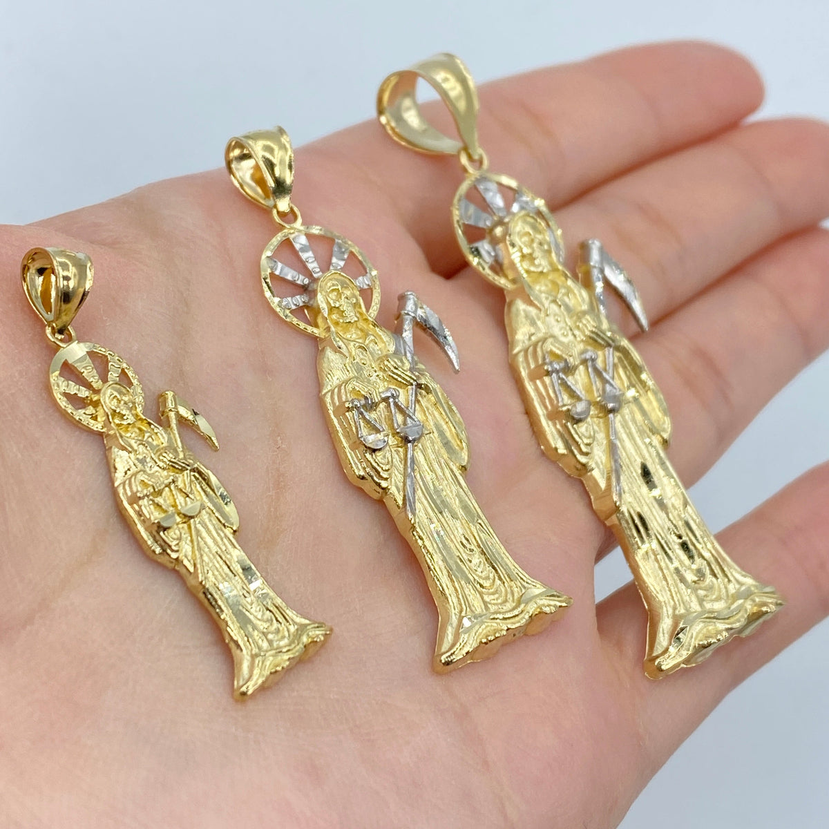 10K Gold Santa Muerte Grim Reaper Pendant - additional product view 6