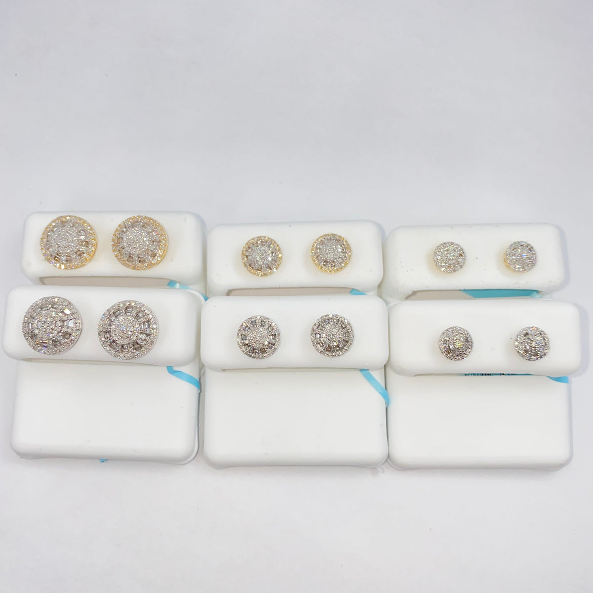 14K Gold Circle Cake Halo Diamond Baguette Earrings - additional product view 5