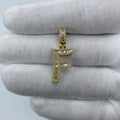 14K Gold Initial F Diamond Baguette Pendant in yellow gold, Small - close-up product photo