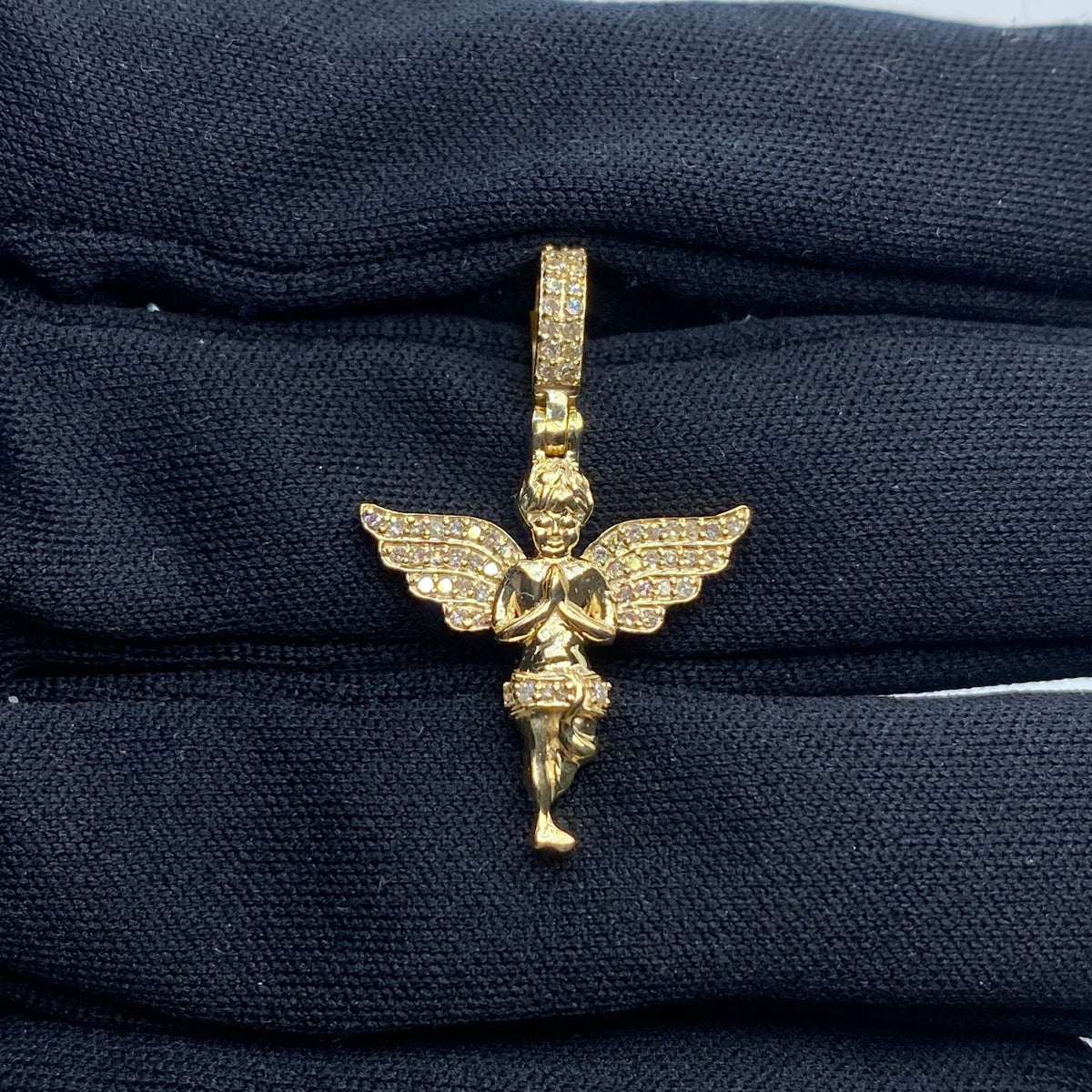 10K Gold Baby Angel Diamond Pendant 1.1 in - additional product view 2