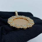 14K Gold Circle Flower Diamond Picture Photo Pendant - additional product view 4