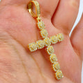 10K Gold Cross Diamond Pendant 2 in in yellow gold - close-up product photo
