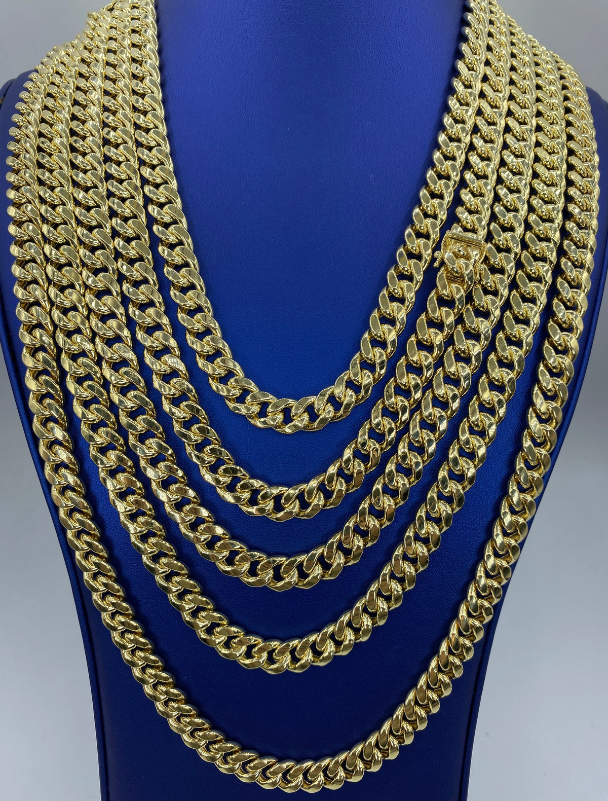 Miami Cuban Link Chain Real 10K Yellow Gold Full Collection, 10mm - close-up product photo