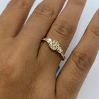 14K Gold Diamond Baguette Engagement Ring in yellow gold - close-up product photo