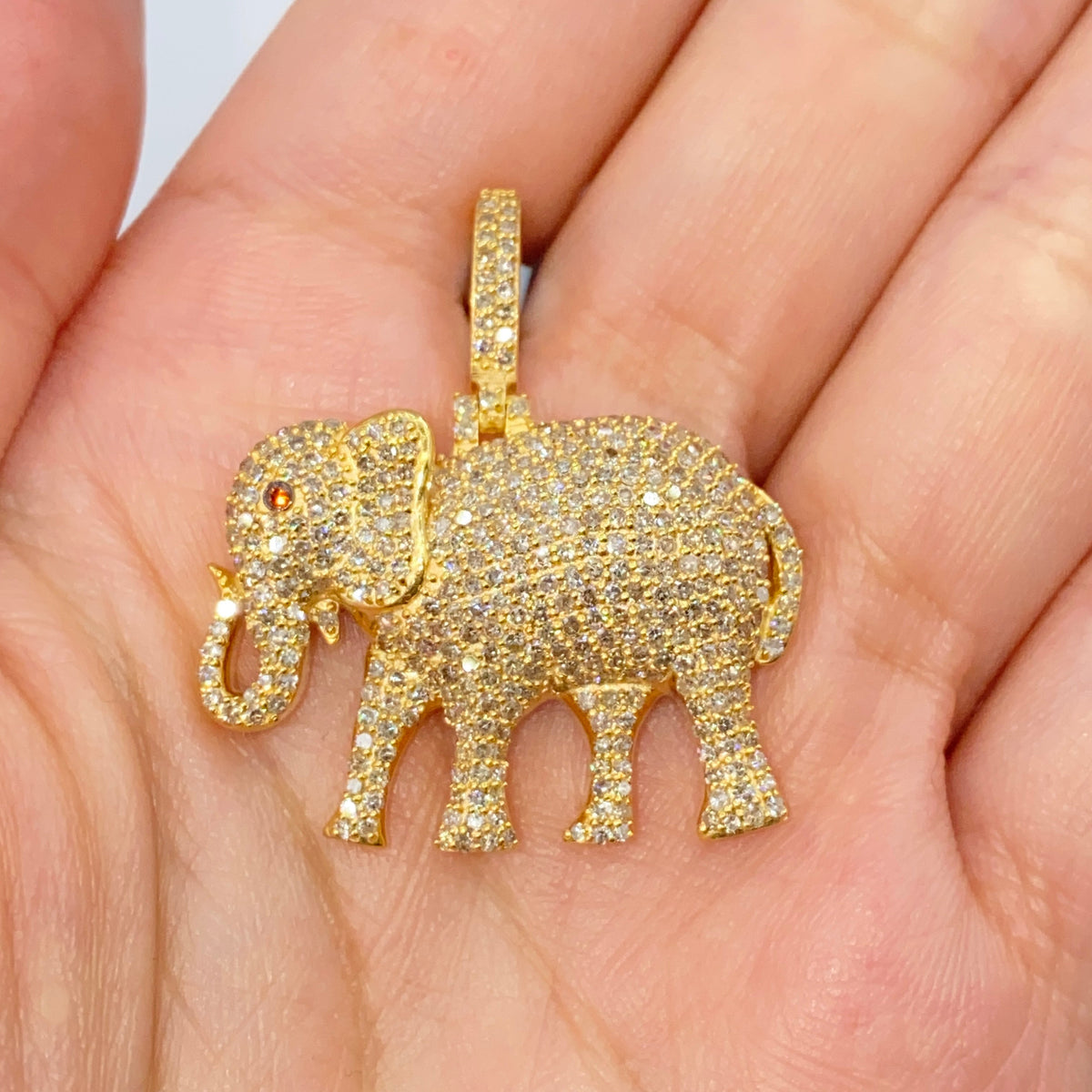 14K Gold Elephant Diamond Pendant - additional product view 4