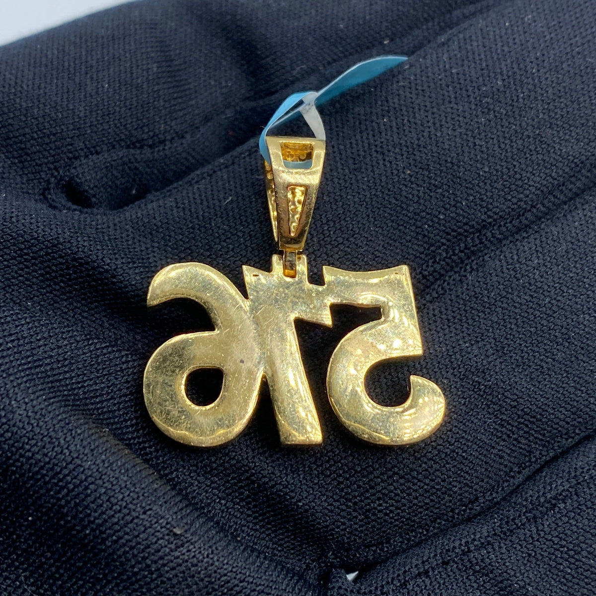14K Gold 516 Area Code Diamond Pendant - additional product view 4