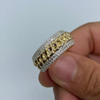 14K Gold 10mm Cuban Link Banded Diamond Ring in yellow gold - close-up product photo