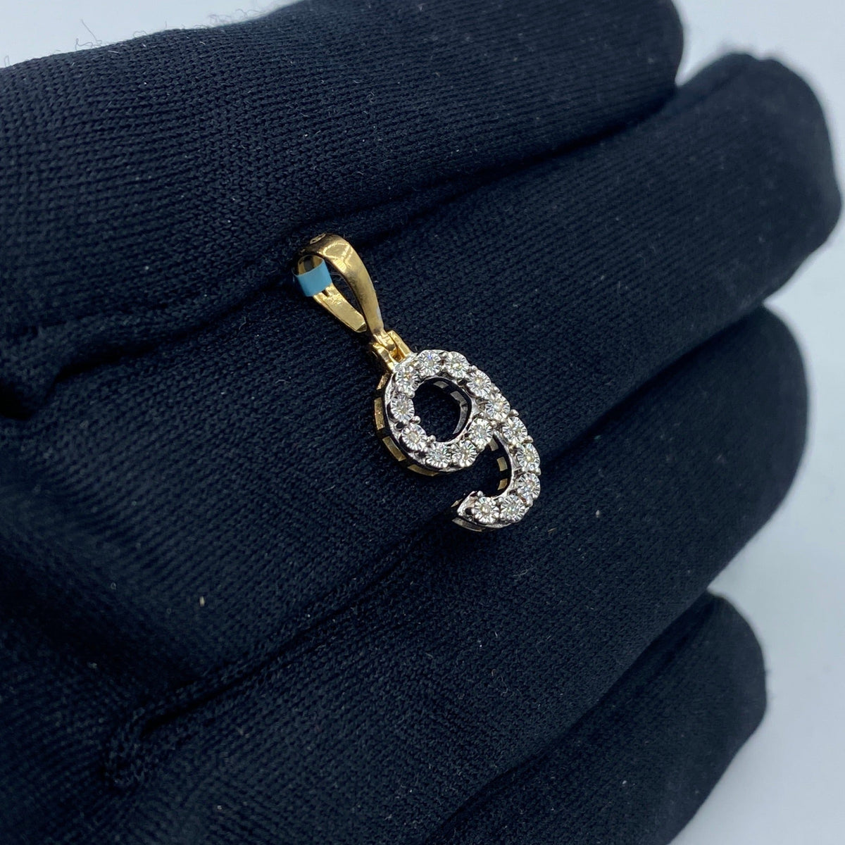 14K Gold Number 9 Diamond Pendant - additional product view 3